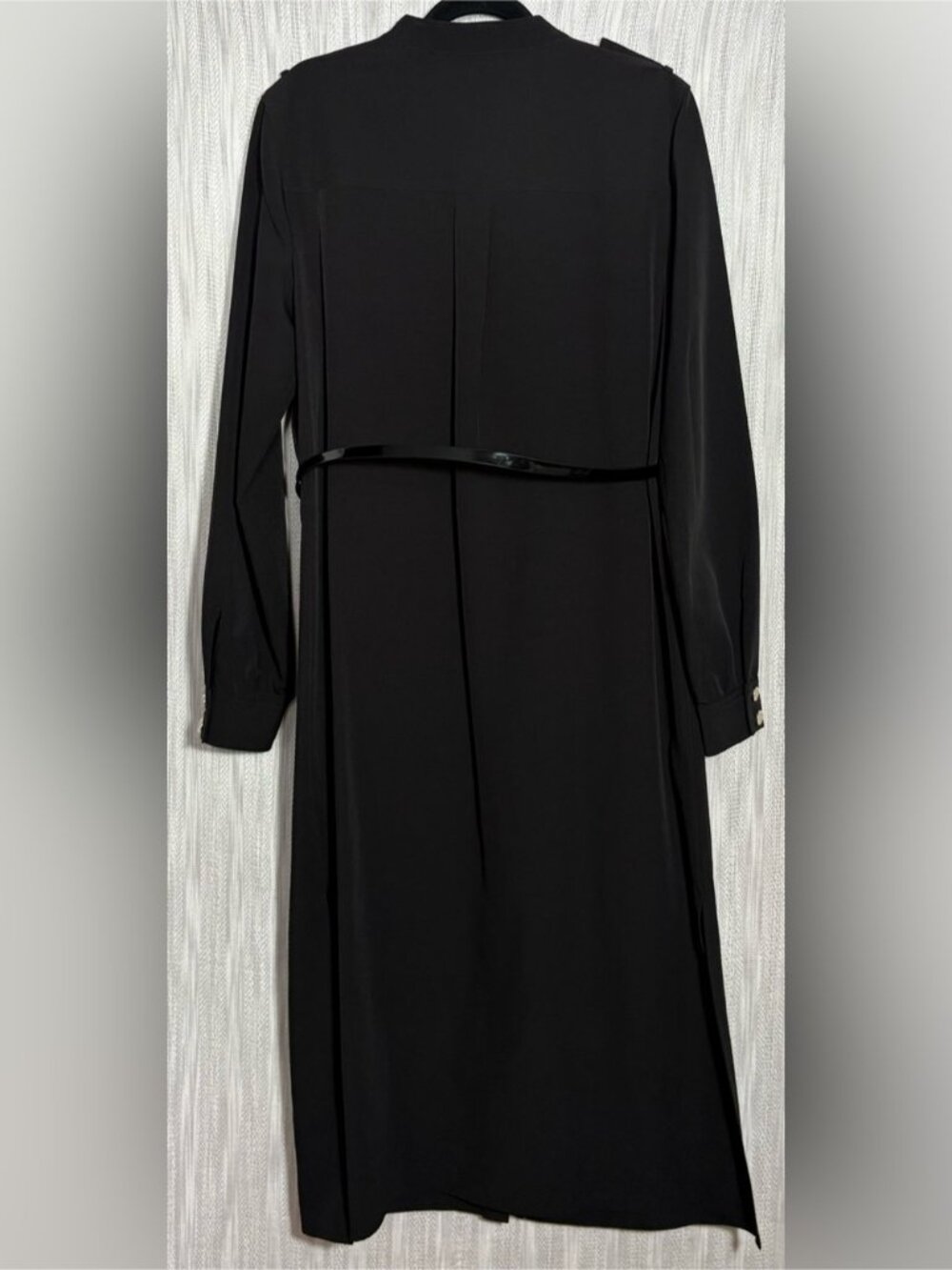 Tommy Hilfiger Black Long-Sleeve Button Shirt Dress with Belt - Picture 2 of 2